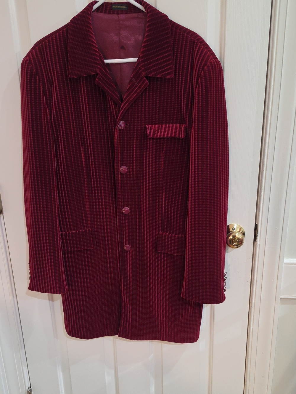 Pontelli Uomo Burgundy Ribbed Corduroy Velour Blazer - Size 40R